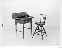 SA0619 - Photo of a desk and swivel chair., Winterthur Shaker Photograph and Post Card Collection 1851 to 1921c